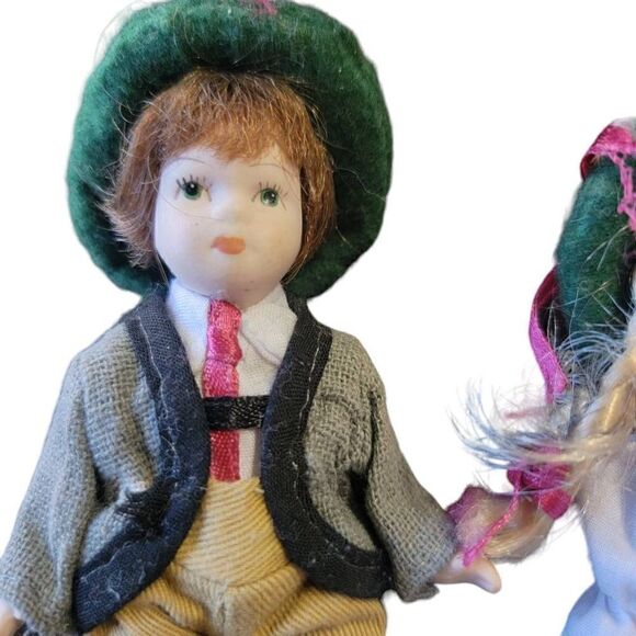 Vintage Leonardo Porcelain Collection Dolls 4.5" Legs And Arms Movable German - Picture 2 of 6